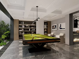 Modern Basement Billiard Room 3d model