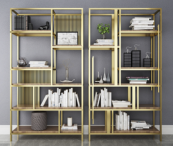 Modern Bookshelf Stainless Steel Metal Rack 3d model