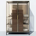 Modern Wardrobe Interior Design With Glass Doors Hanging White Clothes Folded Items And Shoes