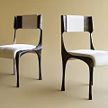 Modern Dining Chairs With White Upholstered Seats And Dark Metal Frames