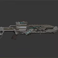 Futuristic Sci Fi Weapon With Detailed Mechanical Structure Metallic Finish And Tactical Scope
