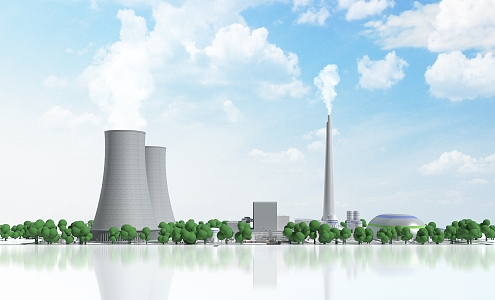 modern thermal power station 3d model