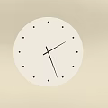 Minimalist White Dial Wall Clock With Black Dot Markers On Beige Wall
