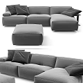 Modern Gray Sectional Sofa Set With Modular Design Ottoman And Decorative Pillows 3d model
