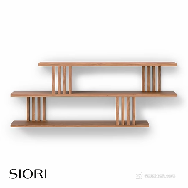Wooden Wall Mounted Multi Tier Shelving Unit For Home Storage Organization 3d model 