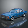 Blue Classic Four Door Sedan With Silver Wheels And Glossy Finish