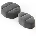 Gray Velvet Tufted Round Stool With Soft Cushioned Comfortable Seat Design 3d model