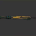 Futuristic Sci Fi Weapon Green And Yellow Mechanical Design With Barrel And Grip Details