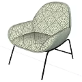 Modern Accent Chair With Beige Green Geometric Pattern And Metal Legs Design