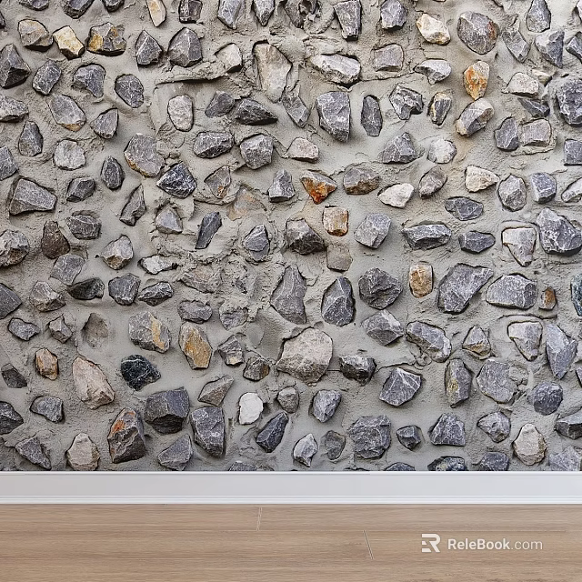 Stone Wall Construction Using Various Natural Stones And Textured Surface 3d model
