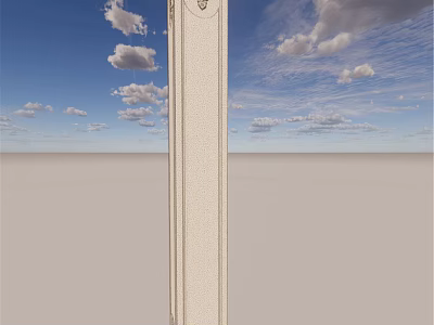 Classical Roman Column With Textured Surface Against Blue Sky And White Clouds 3d model