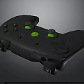 Black Game Controller With Green Buttons Joysticks And LB LT Triggers
