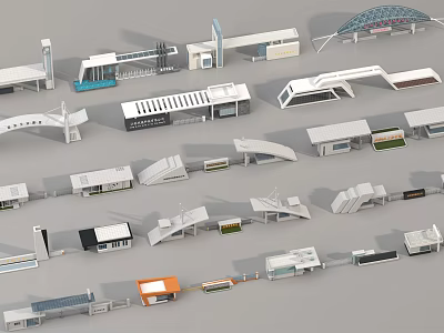Modern Entrance Gates With Various Architectural Styles And Stylish Structures 3d model