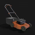 Orange And Gray Agricultural Lawn Mower With Engine Grass Catcher Handle And Wheels