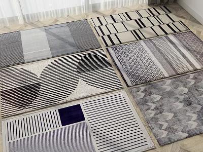 Square Rugs With Geometric Patterns Striped Designs And Modern Styles For Home Decor 3d model