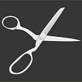 Open Silver Metal Scissors With Sharp Blades And Reflection On Dark Background 3d model