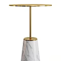 Modern Side Table With White Marble Conical Base And Gold Metal Frame Round Top Design 3d model