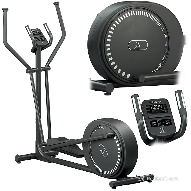 Modern Home Fitness Equipment With Elliptical Trainer Exercise Bike And LED Display Screen 3d model 
