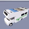 White Motorhome With Scenic Roof Graphics Green W Logo And Side Windows