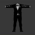 Black Formal Suit With Bow Tie Trousers And Leather Shoes On Mannequin