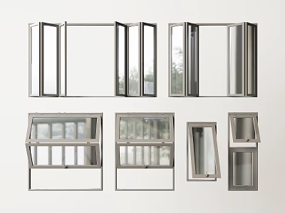 Various Window Styles With Different Modern Designs And Opening Mechanisms 3d model