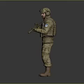 Military Soldier In Camouflage Uniform Holding Rifle With Tactical Gear