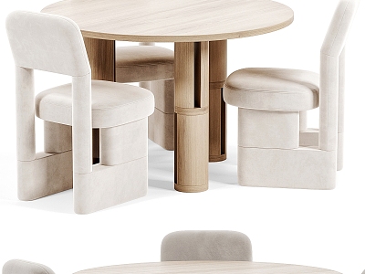 Dining Table and Chair Combination Fabric Dining Chair Wooden Dining Table Round Dining Table model