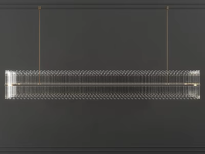 Modern Linear Chandelier With Metal Frame And Transparent Glass Design 3d model