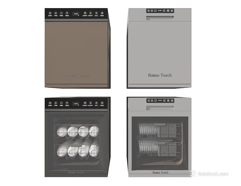 Braun Tronic Kitchen Dishwashers With Different Styles And Interior Bowl Racks 3d model 