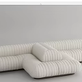 Modern Black and White Sectional Sofa with Ribbed Design and Wooden Base in Modern Style