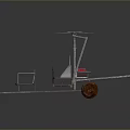 Lightweight Metal Frame Aircraft With Horizontal Wing Three Red Wheels And Seat