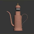 Copper Metallic Kettle With Golden Lid Long Spout And Handle For Home Use