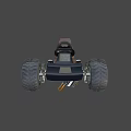 Dark Blue Kids Toy Go Kart With Large Wheels Brown Seat And Exhaust Pipe
