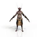 Fantasy Male Character With Horns And Tribal Attire Standing Pose
