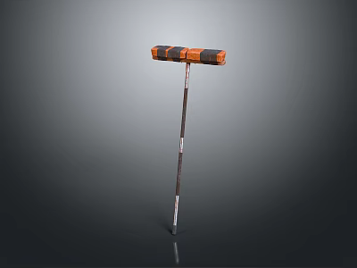 Adjustable Walking Cane With Ergonomic Orange Black Handle And Stable Metal Shaft 3d model