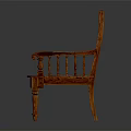 Intricately Carved Wooden Leisure Chair With Backrest Armrests And Traditional Design