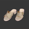 Comfortable Beige Slippers with Cross Strap Design and White Non Slip Sole
