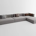 Modern Light Gray Sectional Sofa With Multiple Colored Cushions And Chaise Lounge 3d model