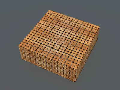 Wooden Cube Structure Made Of Stacked Small Blocks With Grid Pattern 3d model