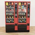Red Commercial Vending Machines With Snacks Beverages And Automated Dispensing Features