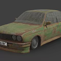 Rusty Green Old Car Exterior With Weathered Body And Vintage Design