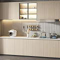 Modern Kitchen With Light Wood Cabinets Glass Door Upper And Countertop Appliances