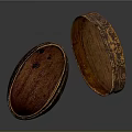 Vintage Wooden Decorative Ornament Set With Carved Patterns One Closed One Open Design