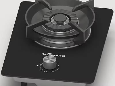 Vanward Gas Stove Daily Electrical Appliance With Black Glass Panel And Control Knob 3d model
