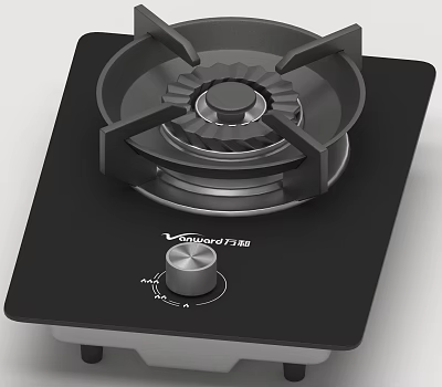 Vanward Gas Stove Daily Electrical Appliance With Black Glass Panel And Control Knob 3d model