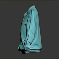 Turquoise Oversized Jacket With Collar Buttons And Side Pockets Design