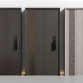 Three Modern Security Doors With Various Textures And Electronic Lock Handles 3d model