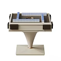 Stylish Square Table With Blue Border White Conical Base And Decorative Inlay Design 3d model
