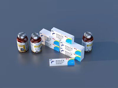 Essential Household Medical Supplies With Bottles And Packaging Boxes 3d model