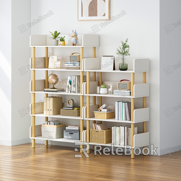 Modern Bookshelf Hanging Picture Storage Basket File Box Green Plant Decoration Combination model